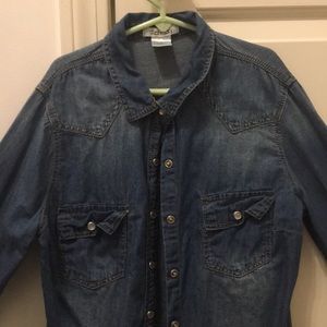 Chambray Faux Denim Jacket/Button Up Dizzylizzy